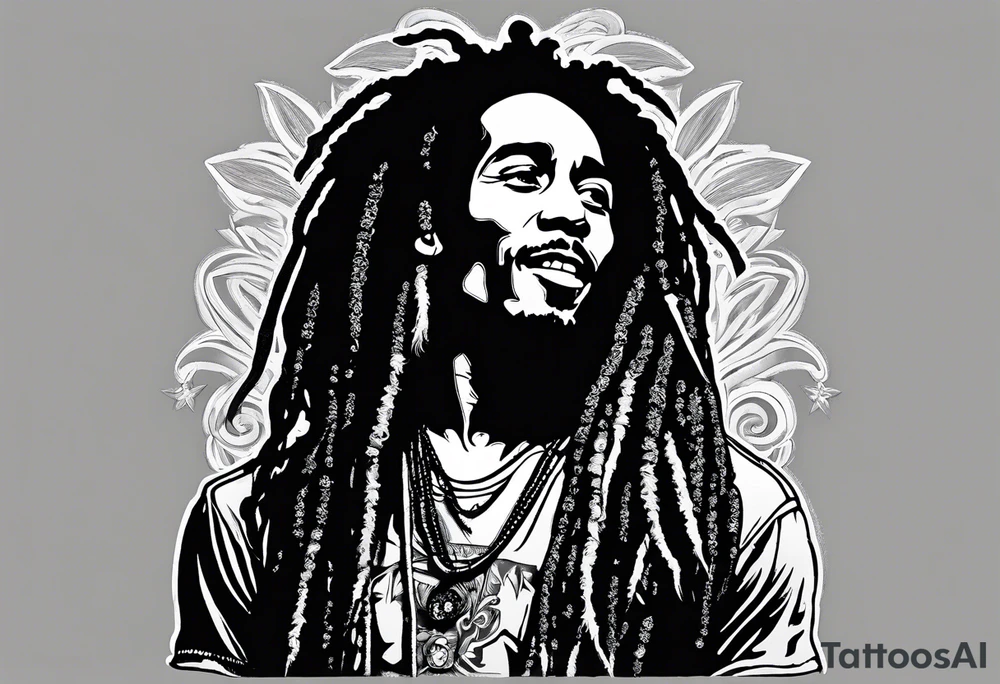 Bob Marley, weed, love, and passion tattoo idea