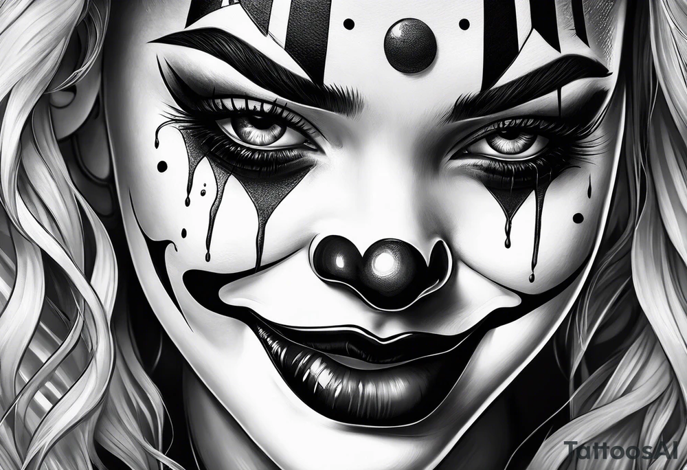 Girl clown crying tattoo idea