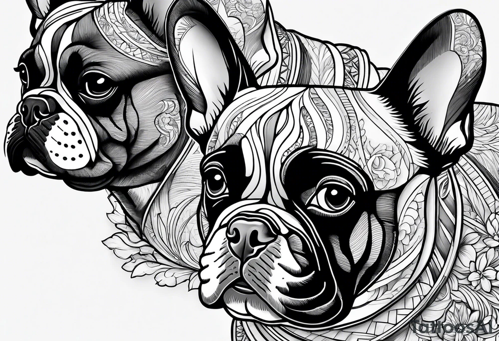 three French bulldogs tattoo idea