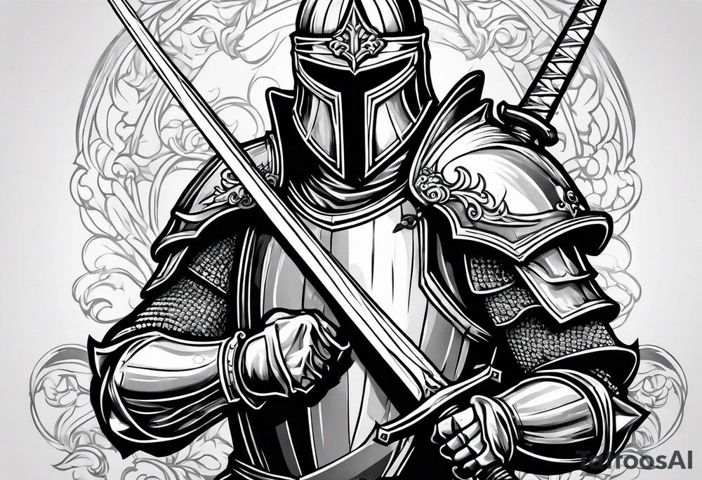 Medieval knight holding a sword tattoo idea