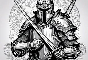 Medieval knight holding a sword tattoo idea