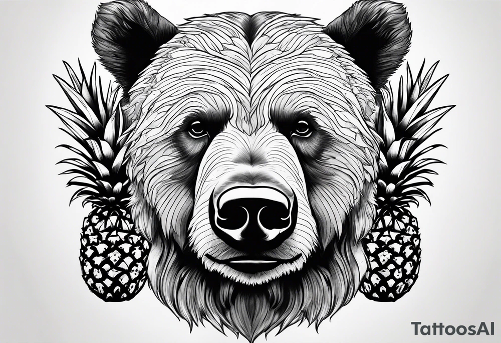 Bear loves pineapples and coconuts tattoo idea