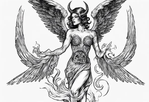 female angel transforming into a demon tattoo idea