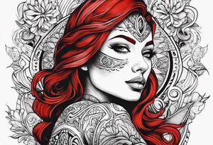 Couple's tattoos red head and brown mexican tattoo idea