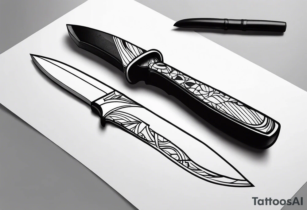 knife sketch tattoo idea