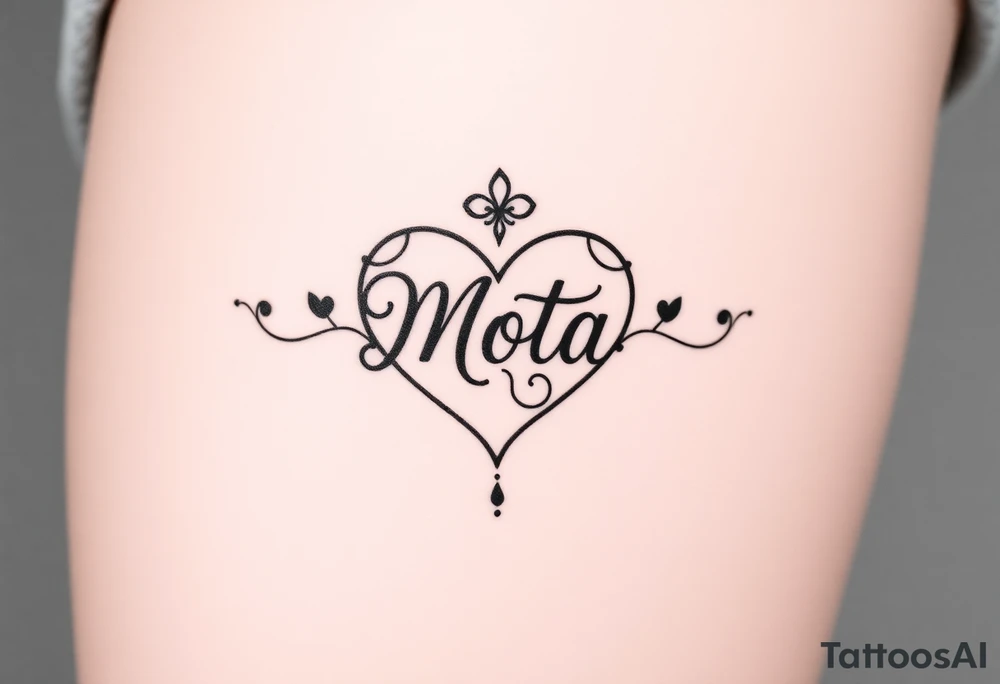 The name Mota within a heart tattoo idea