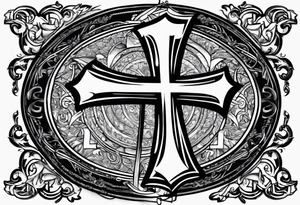 a cool cross with a banner rapped around it and the words RIP  Robert J Kunkle  on the banner tattoo idea