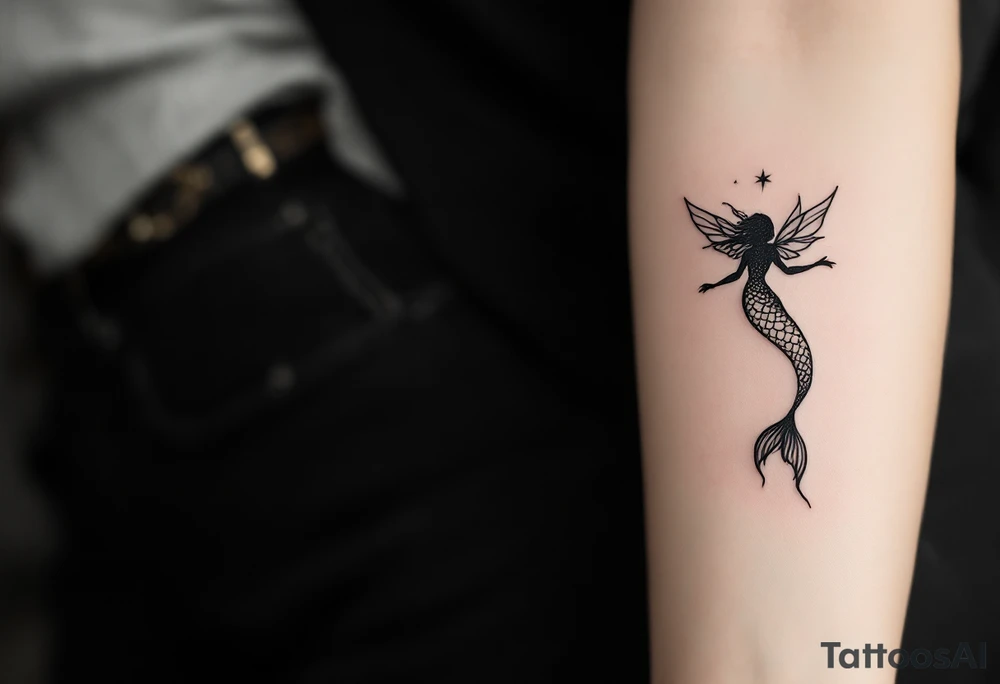 mermaid and fairy small tattoo idea