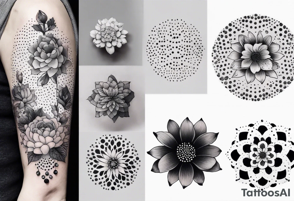 Flowers pin sleeve tattoo idea