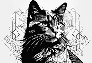 cat, abstract, geometric, lines, halftone, splatter, cat paw, hexagon tattoo idea