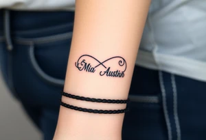 Infinity symbol with the name's Mia and Austin tattoo idea