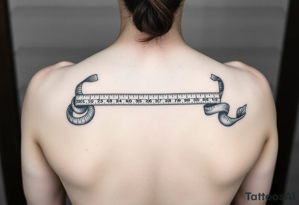 Whimsical tape measure for a woman in construction from the tip of middle finger to the elbow. tattoo idea