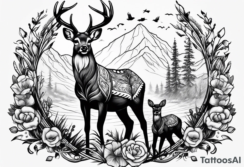 buck and fawn tattoo idea