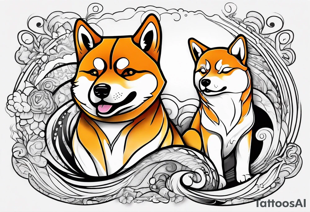 Trippy Cartoon shiba tattoo idea