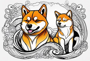 Trippy Cartoon shiba tattoo idea