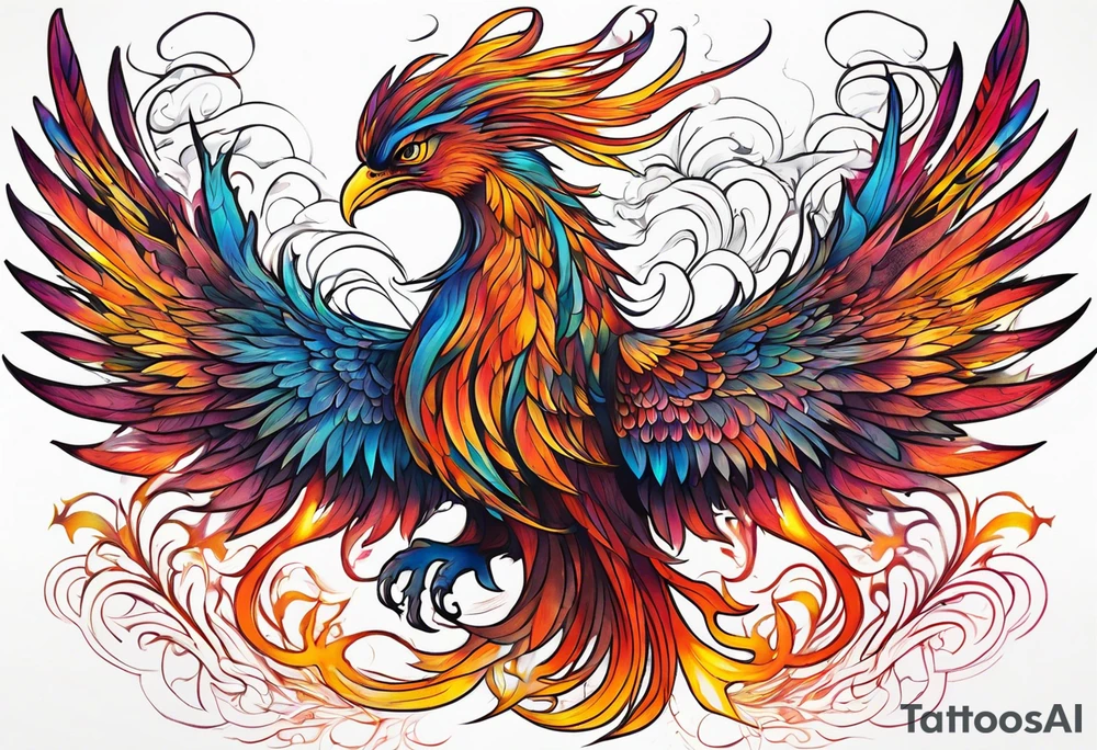 ethereal rising phoenix tattoo idea