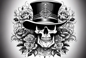 Skull with a top hat tattoo idea