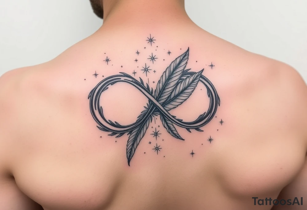 infinity symbol woven with floating feathers and stardust tattoo idea infinity symbol woven with floating feathers and stardust tattoo idea
