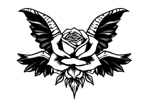 goat bones odd angel surreal rose tattoo idea