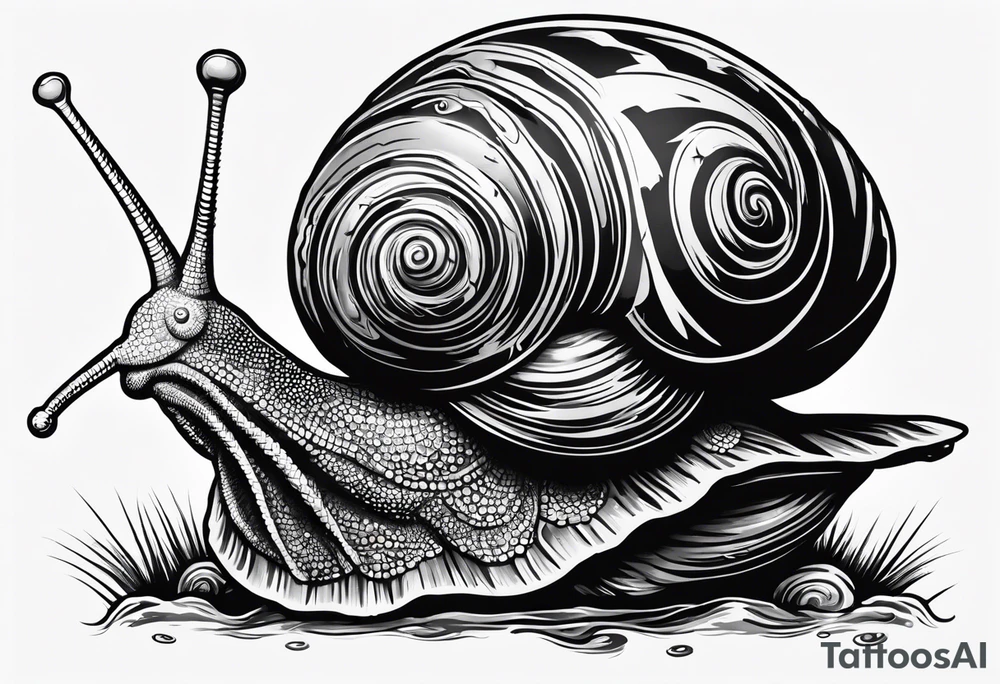 Snail wearing a pirate hat on its shell tattoo idea