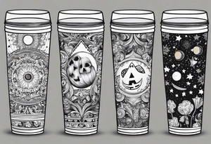 20 oz tumbler banner design, candy, minimalist, spellbound, voodoo, moon, stars, Halloween tattoo idea