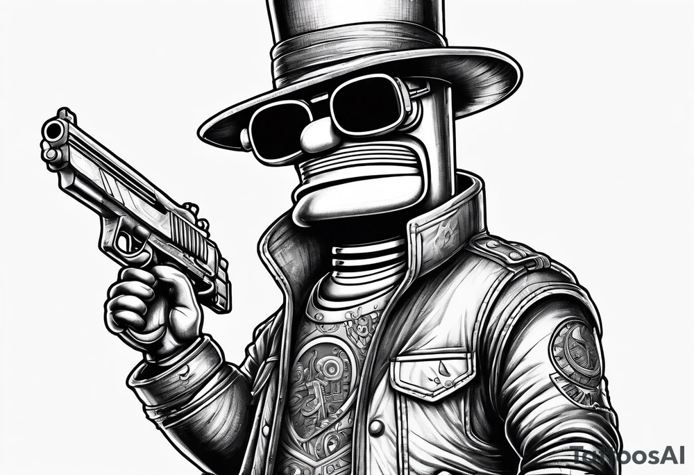 Bender from Futurama with a pimp jacket tattoo idea