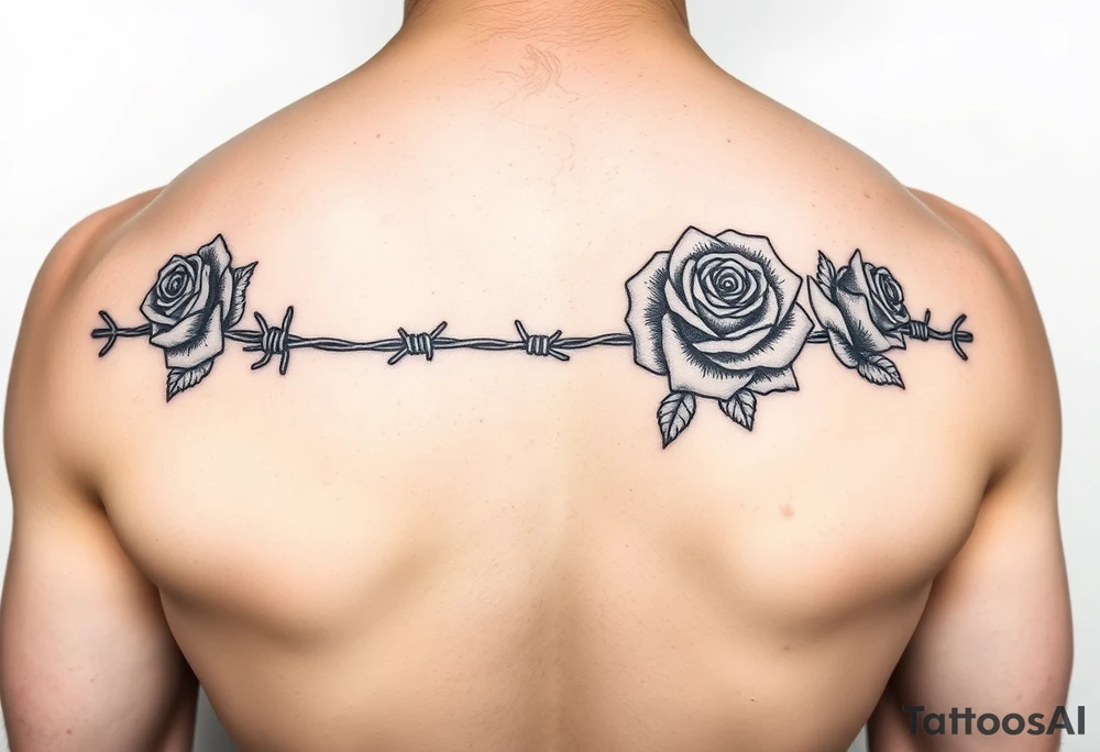 Barbed wire with roses tattoo idea