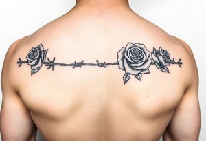 Barbed wire with roses tattoo idea