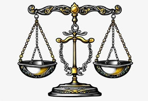 Libra scales hanging from a half moon tattoo idea