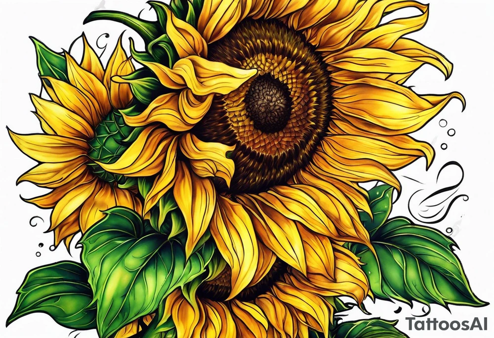 Glowing sunflower tattoo idea