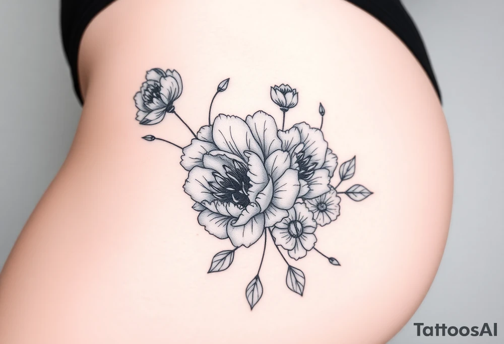 peonies and honey combs tattoo idea