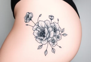 peonies and honey combs tattoo idea