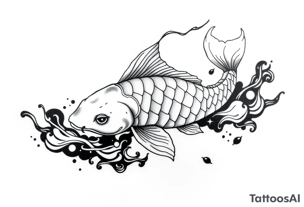 I would like to get a tattoo on my arm, and I have chosen a motif that represents persistence, determination in pursuing goals, and not giving up. It is a koi fish swimming upstream toward its destination despite the obstacles and dangers along the way. The Japanese theme seems really appealing to me, but it feels too literal. I was wondering if, based on the attached pictures, you could create designs that convey this idea in a slightly less obvious and more abstract way. I would like this tattoo to remind me that one must never give up and always keep moving forward, but I don’t want it to be too literal. The Japanese motif is also important to me (including the koi fish), as I spent a significant period of my life in that country.\ tattoo idea