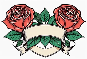2 roses with banner between them tattoo idea