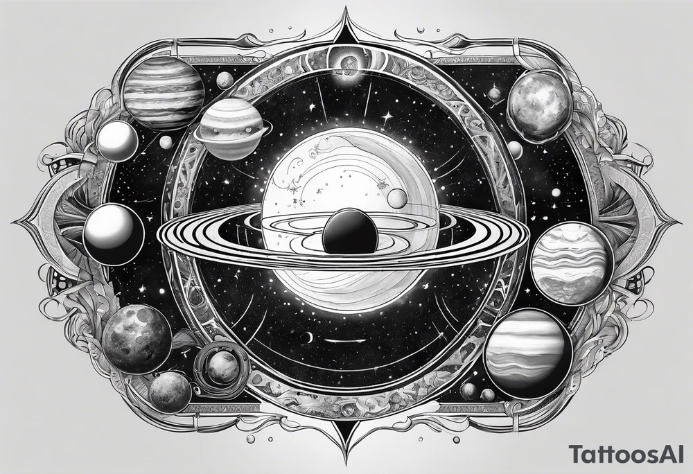 symbolist version of the solar system tattoo idea
