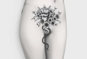 Big Medusa flowers snakes tattoo idea