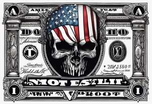 Colored america money root of all evil patriot tattoo idea