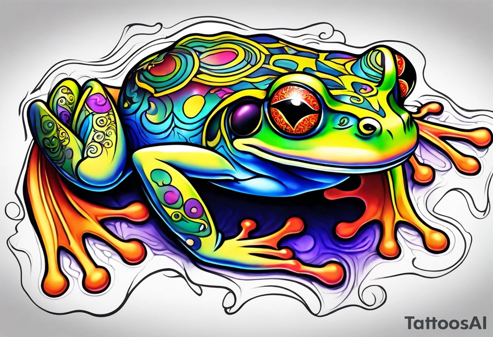 a psychedelic frog tattoo idea