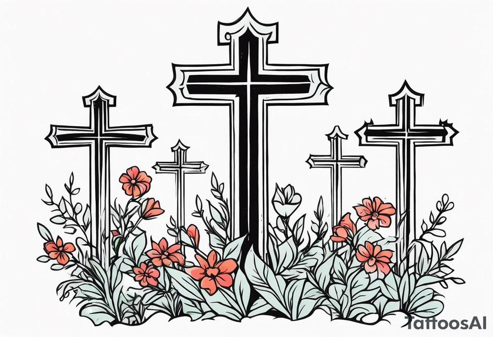 three crosses on hill


vintage flowers
old school vintage simple traditional design 



bold color simple tattoo idea