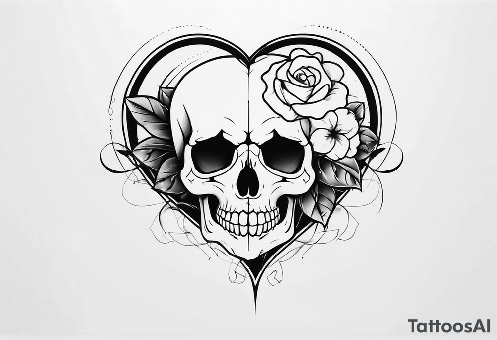 merge heart and skull tattoo idea