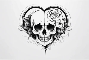 merge heart and skull tattoo idea