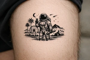 Coachella music festival, without the title of the festival, with astronaut tattoo idea