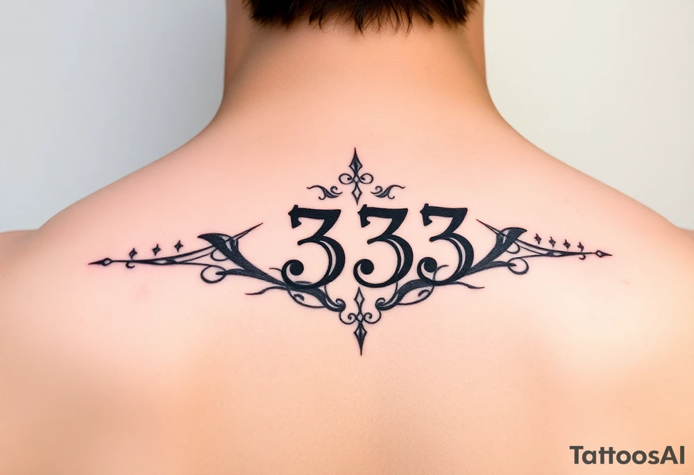 Spiritual number 333 with the name indigo in it small to medium tattoo on neck tattoo idea