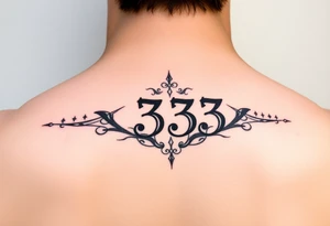 Spiritual number 333 with the name indigo in it small to medium tattoo on neck tattoo idea