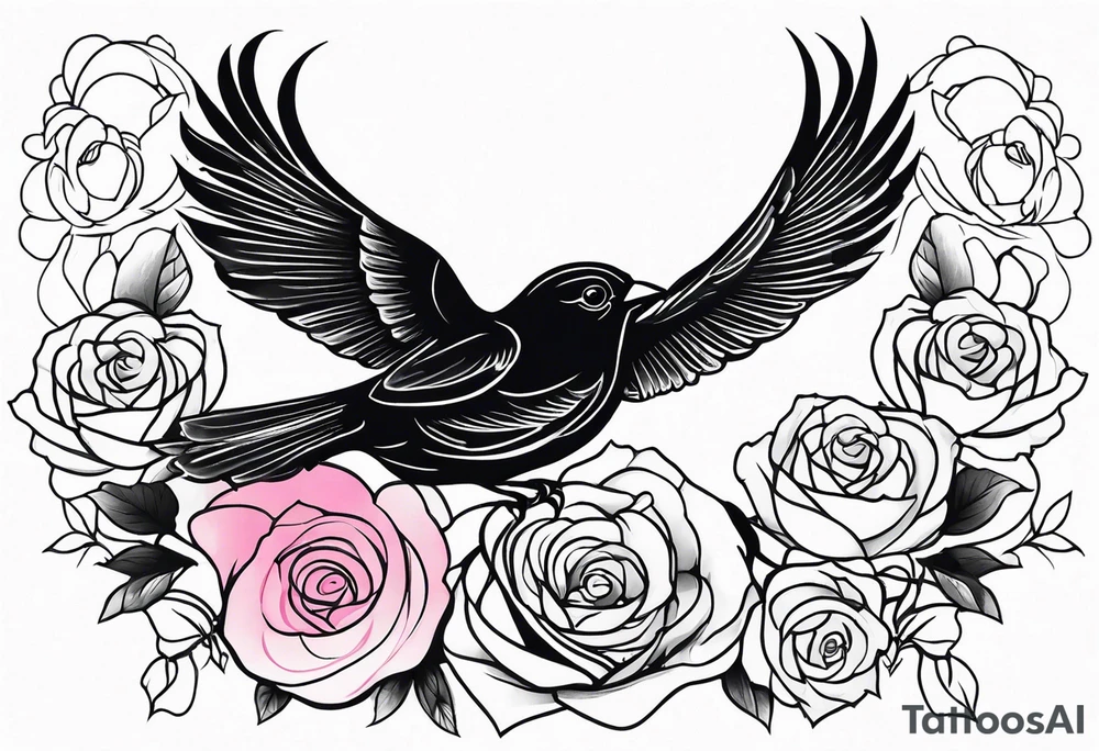 breast cancer memorial forearm tattoo incorporating roses and a cardinal into the tattoo tattoo idea