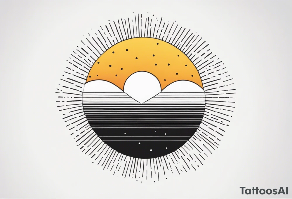 representation of the sun made of black dots tattoo idea