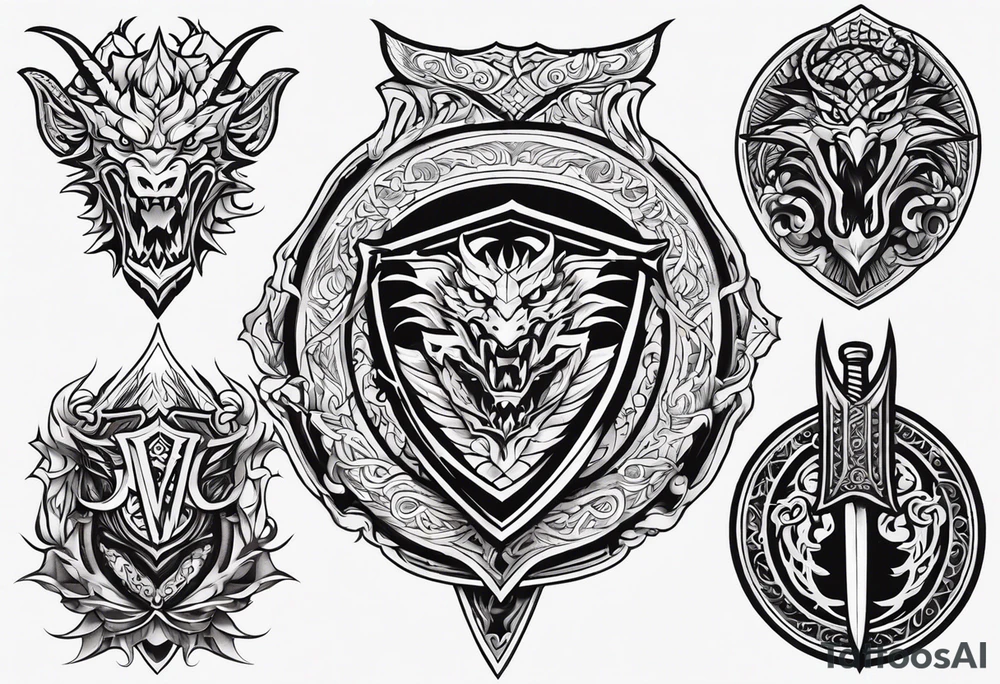 Valhalla sword shield dragon tattoo idea