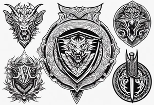 Valhalla sword shield dragon tattoo idea