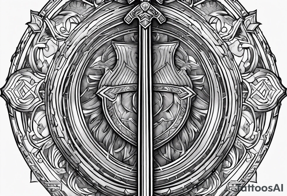Valhalla steps shield sword tattoo idea