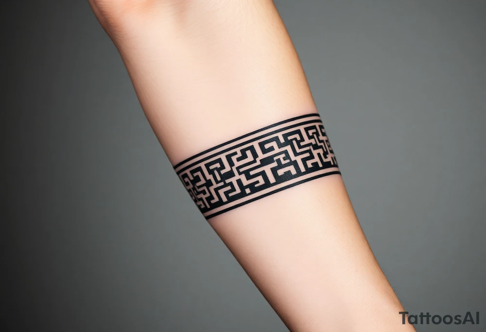 Greek pattern arm band wrap around tattoo idea